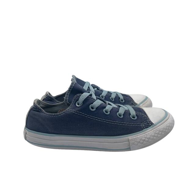 Converse All Star Double Tongue Blue Canvas Blue Low Shoes Junior Youth 1 - Picture 2 of 8
